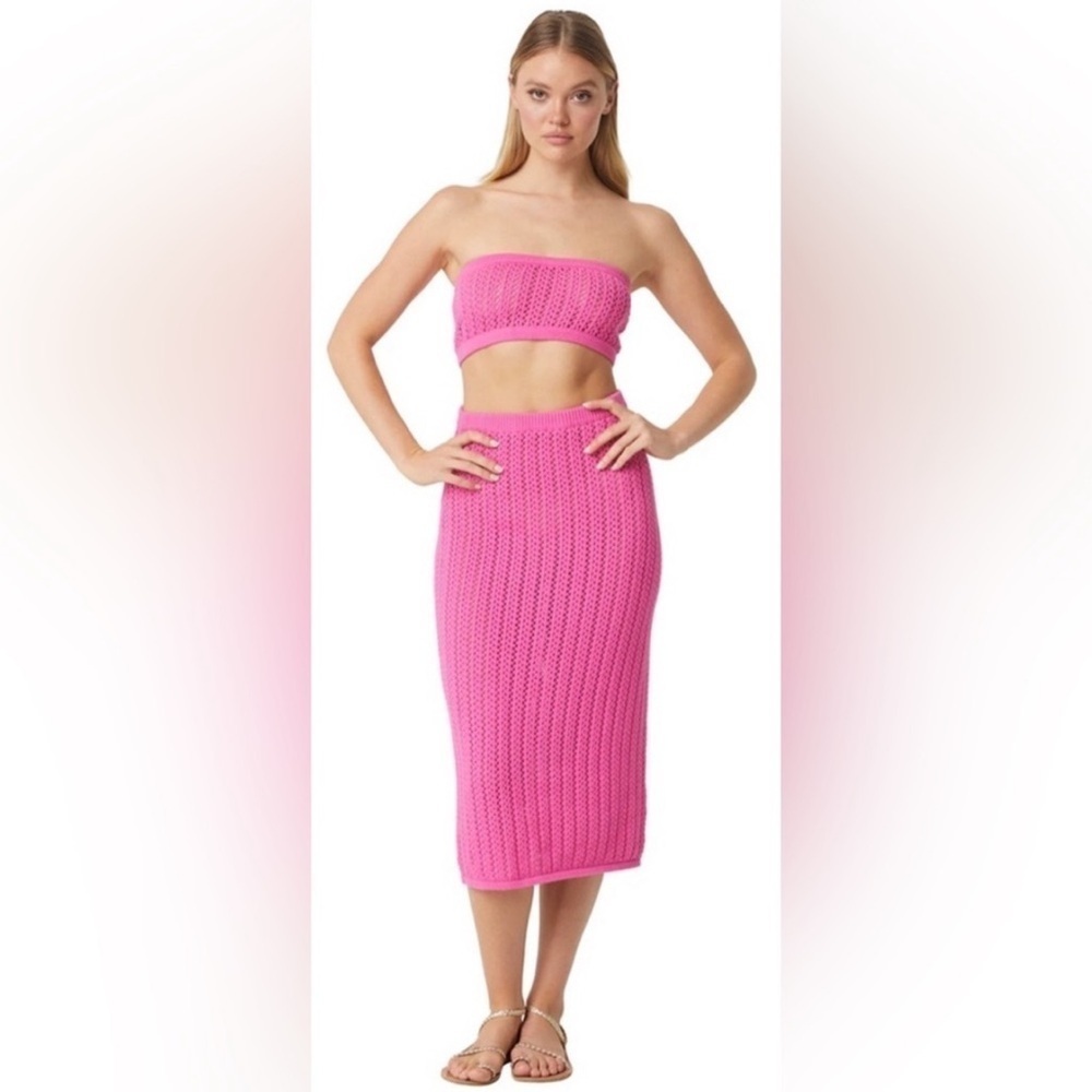 NWT MISA Los Angeles 100% cotton Pink Crochet Tia Bandeau Top Sizes M and L